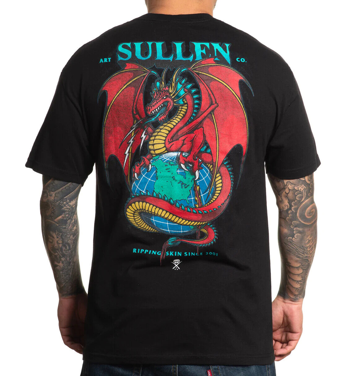 Sullen Clothing "DRAGON RIP" Mens tee Art Collective tattoo