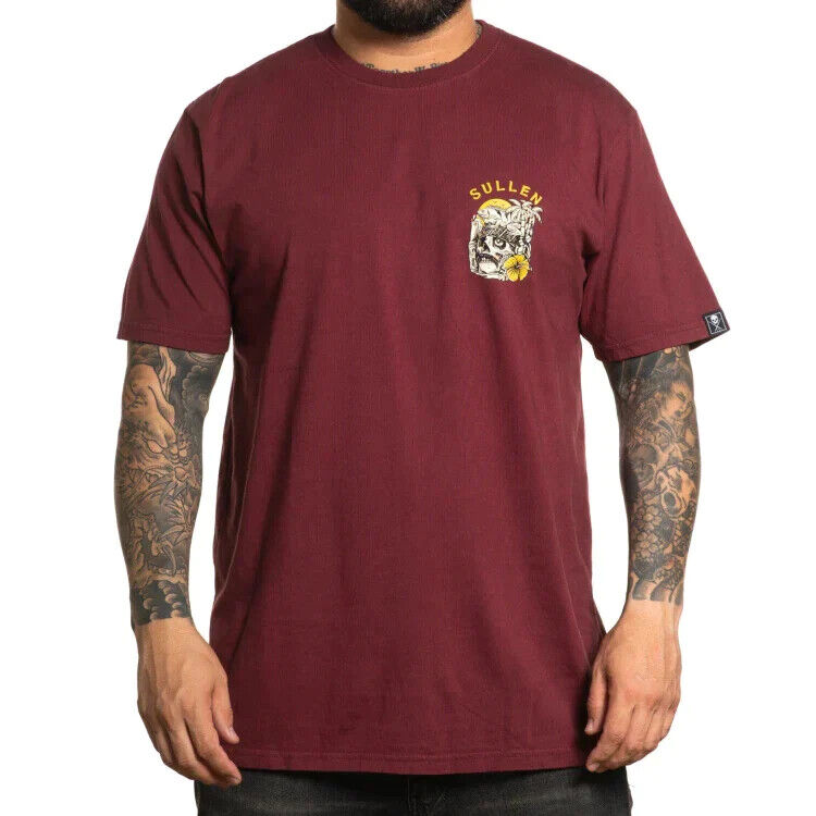 Sullen Clothing "PUESTAS" Mens tee Art Collective tattoo Maroon