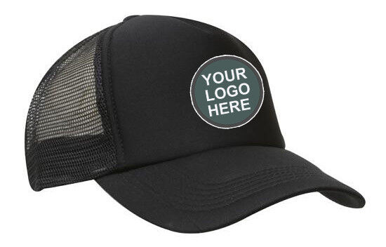 50 Trucker Caps Curved Peak Plastic Strap mesh custom printed WITH YOUR LOGO