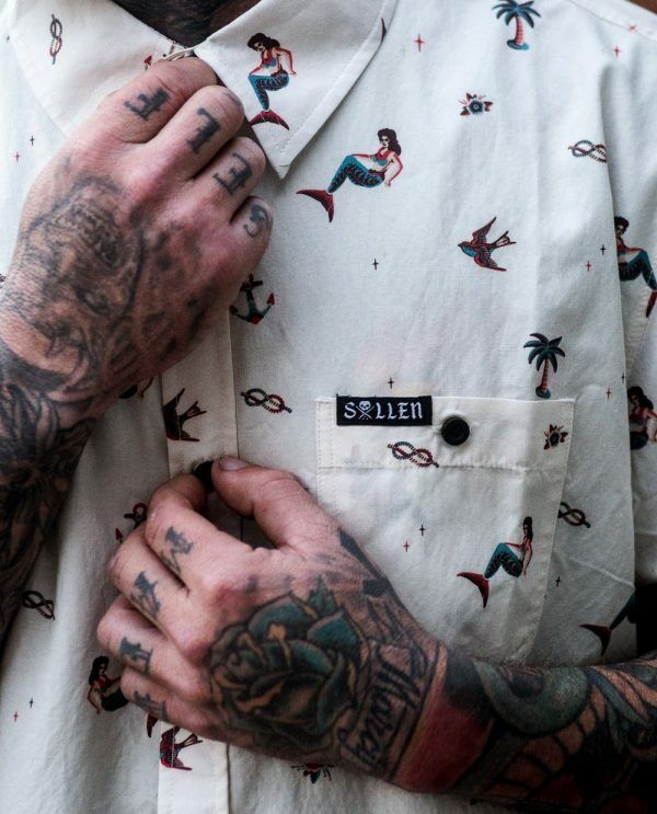 Sullen Clothing Mens Short Sleeve Shirt Art Collective tattoo Party Summer