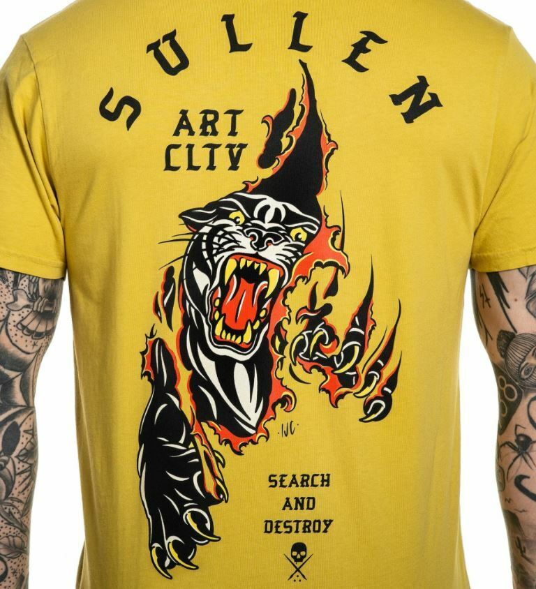 Sullen Clothing "Destroy" PremiumMens tee Art Collective tattoo Yellow