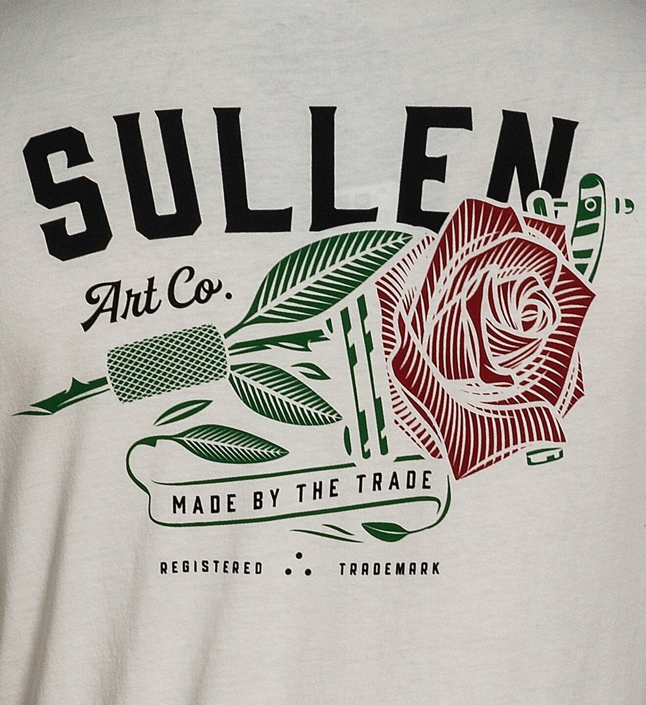 Sullen Clothing RED ROSE ANTIQUE WHITE Mens tee Art Collective tattoo