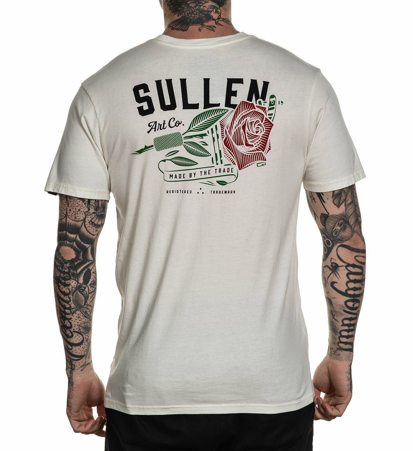 Sullen Clothing RED ROSE ANTIQUE WHITE Mens tee Art Collective tattoo