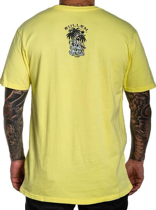 Sullen Clothing "PLEASURE ISLAND" Mens tee Art Collective tattoo Yellow