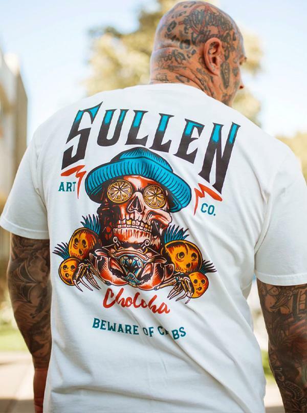 Sullen Clothing "CRABS" Mens tee Art Collective tattoo White Premium