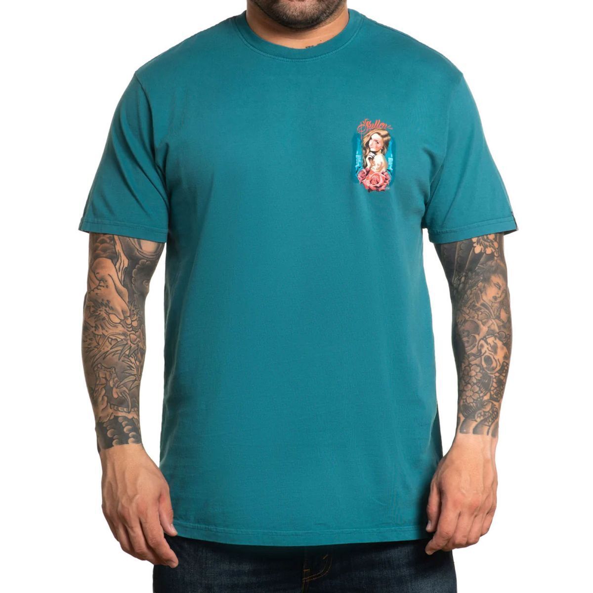 Sullen Clothing "PANTHER ROSE" Mens tee Art Collective tattoo Blue
