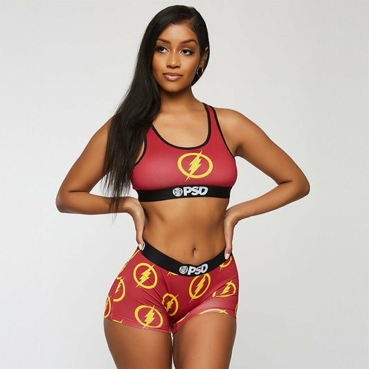PSD Womens "DC – FLASH" sports bra & boy short Poly/Spandex active gym fitness