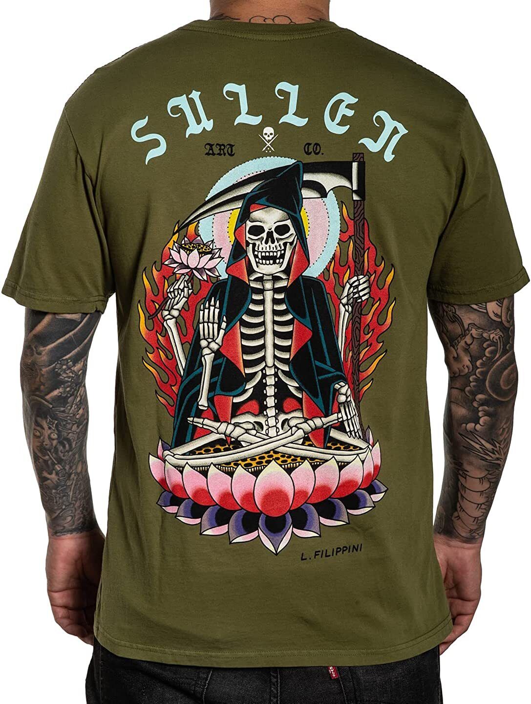 Sullen Clothing "Lotus Reaper Premium" Mens tee Art Collective tattoo Green