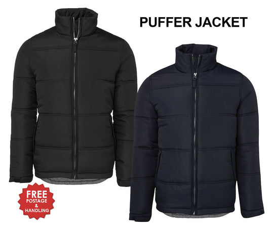 Puffer Jacket Zip up adults black navy quilted size 12-5XL black navy mens women
