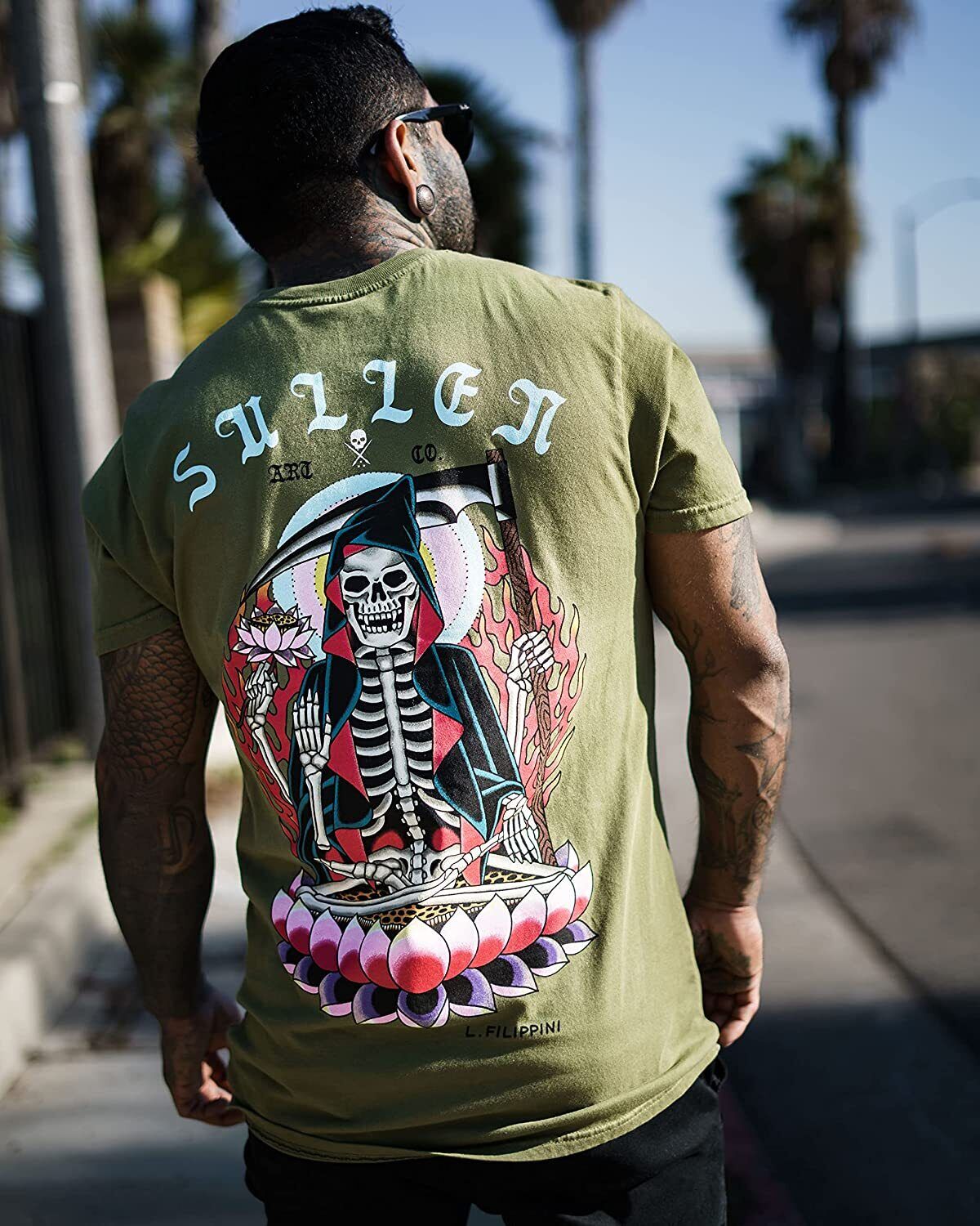 Sullen Clothing "Lotus Reaper Premium" Mens tee Art Collective tattoo Green