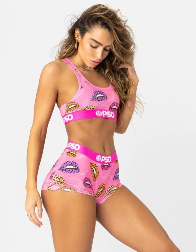 PSD Womens "SR CHEETAH LIPS" boy short short combo Poly/Spandex active