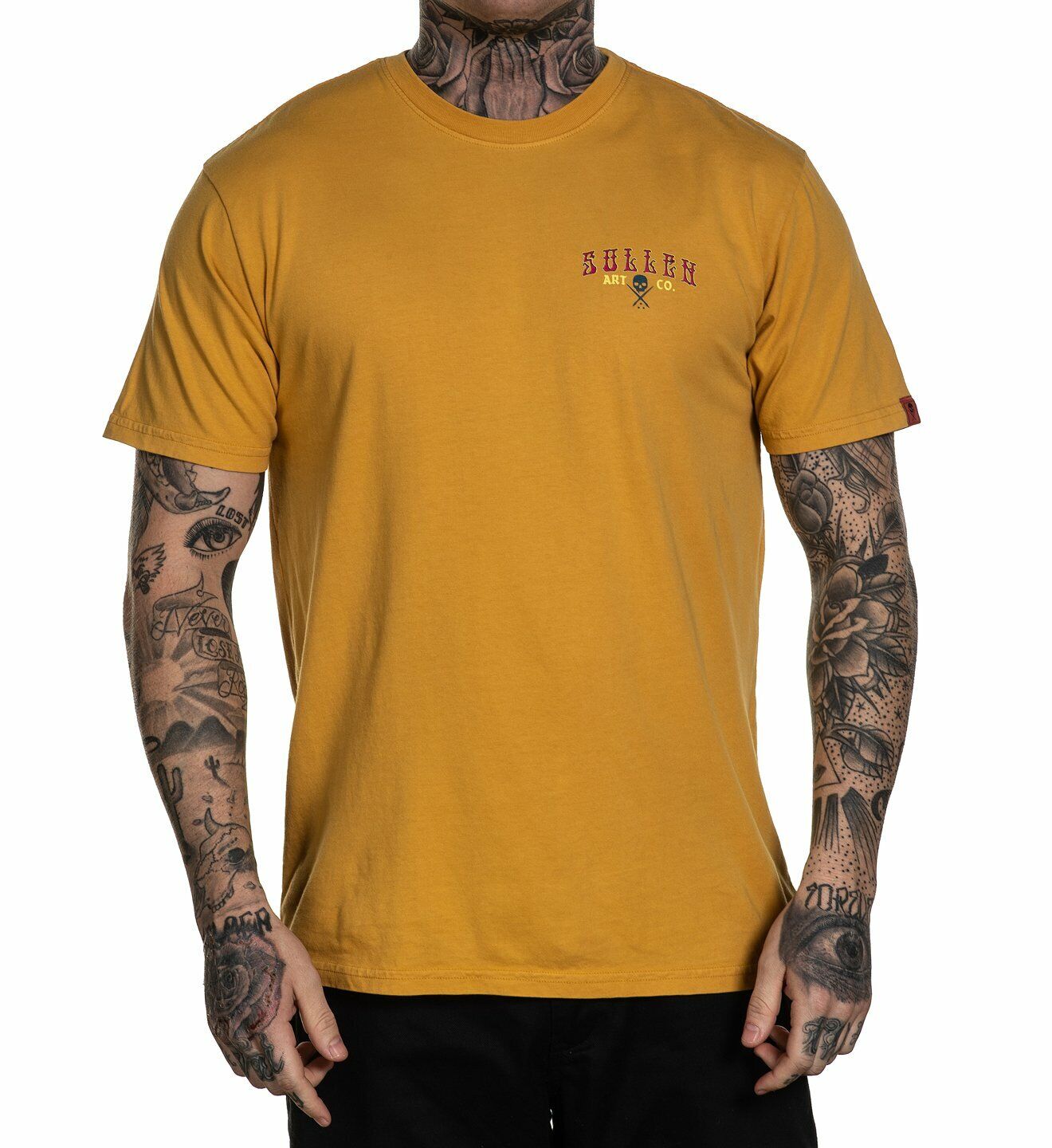 Sullen Clothing Mens ON ONE MUSTARD PREMIUM tee Art Collective tattoo
