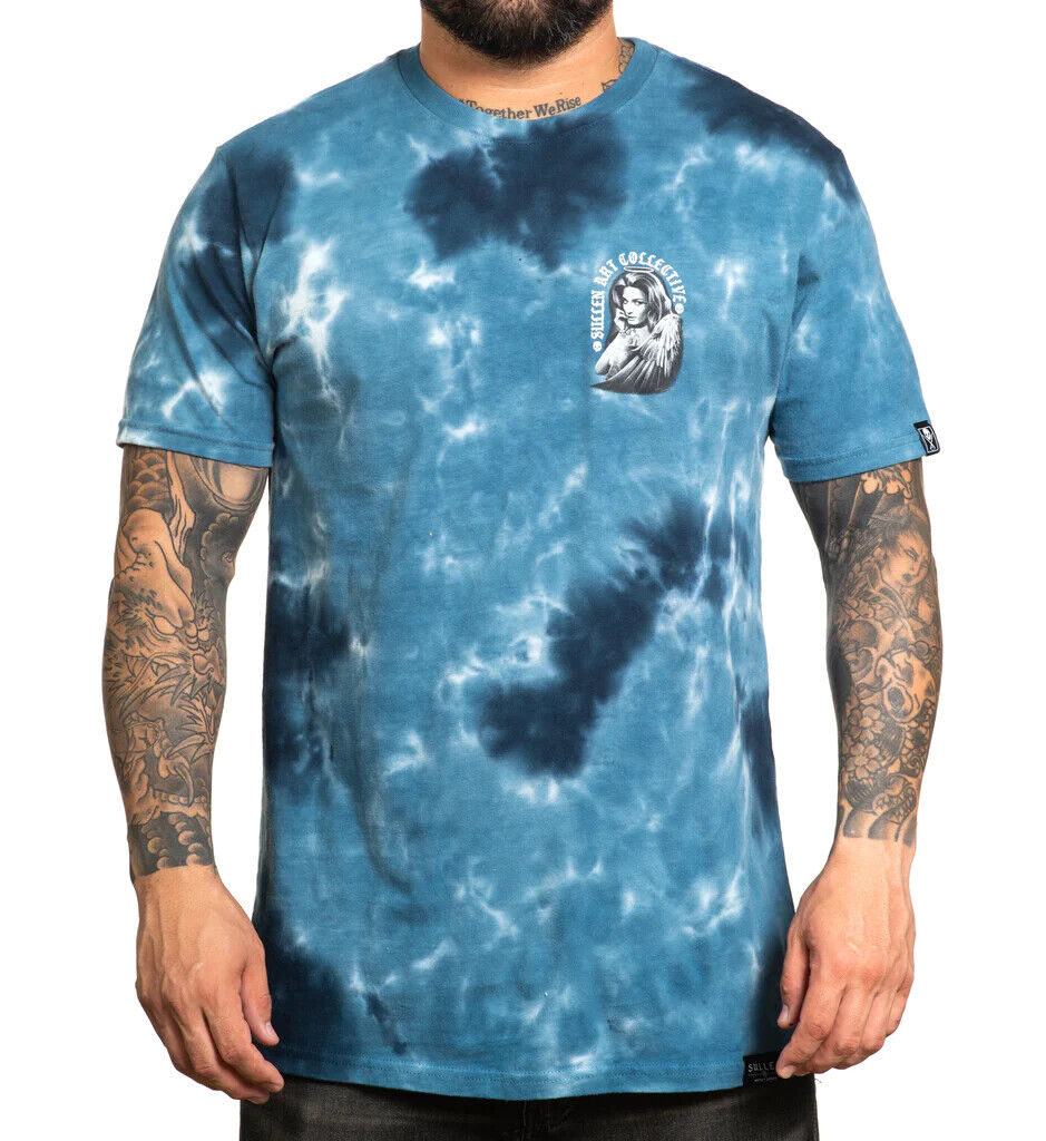 Sullen Clothing "HEAVEN SENT" Mens tee Art Collective tattoo blue tye dye