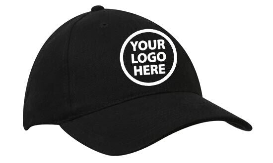 Embroidered Brushed Heavy Cotton Caps custom WITH YOUR LOGO QTY- 12,20,30,40,50.