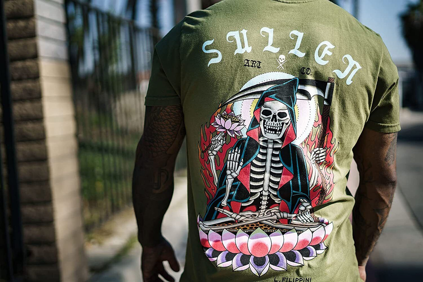 Sullen Clothing "Lotus Reaper Premium" Mens tee Art Collective tattoo Green