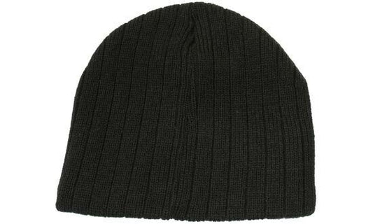 Cable Knit Beanie unisex fleecy lined Black Navy Grey Bottle Green Royal Blue