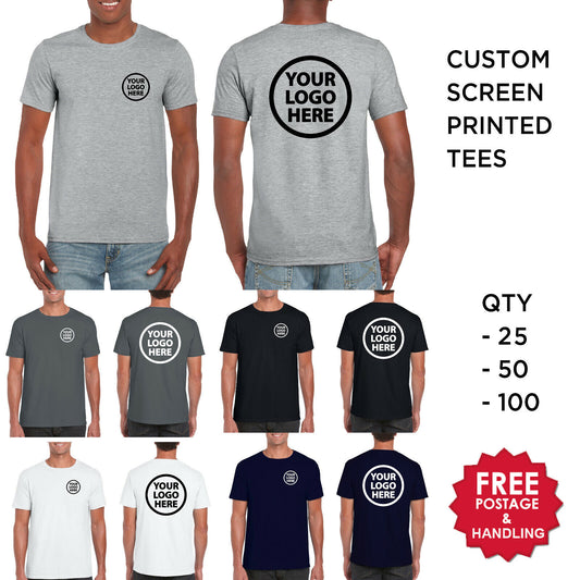 Custom Printed tees YOUR LOGO front & back S M L XL 2XL 3XL