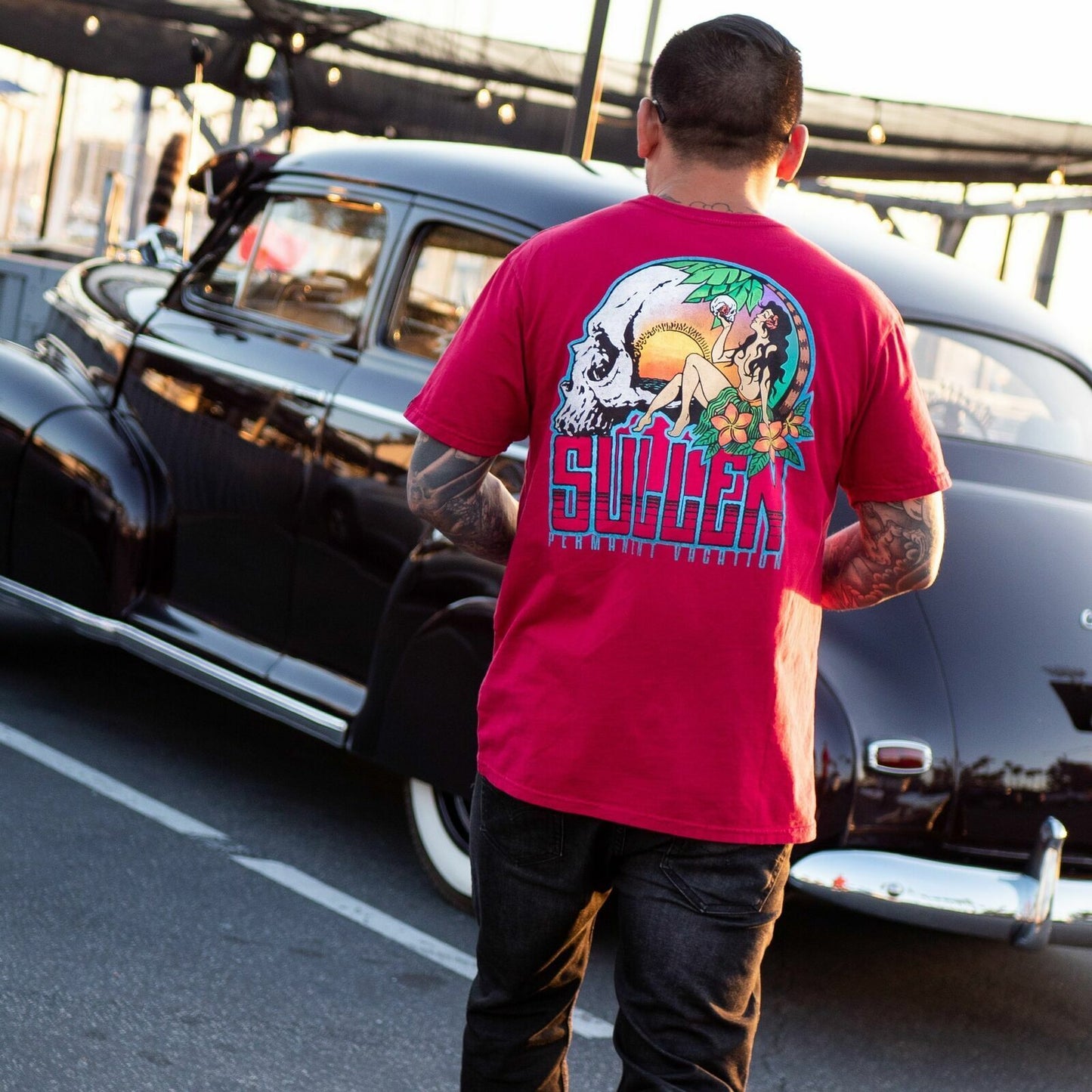 Sullen Clothing "Permanent Vacation" Premium Mens tee Art Collective tattoo Red