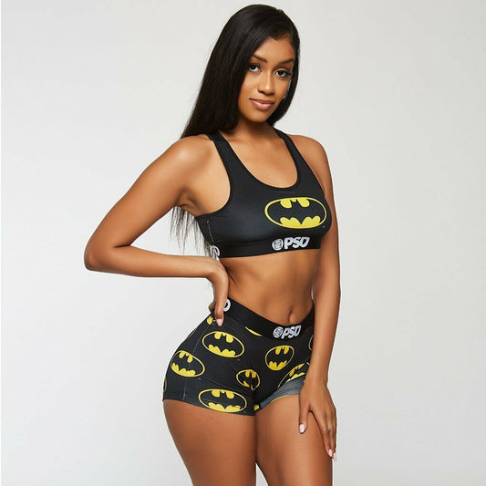 PSD Womens "BATMAN" sports bra & boy short Poly/Spandex active gym fitness