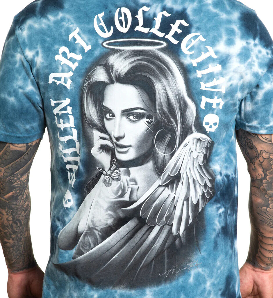 Sullen Clothing "HEAVEN SENT" Mens tee Art Collective tattoo blue tye dye