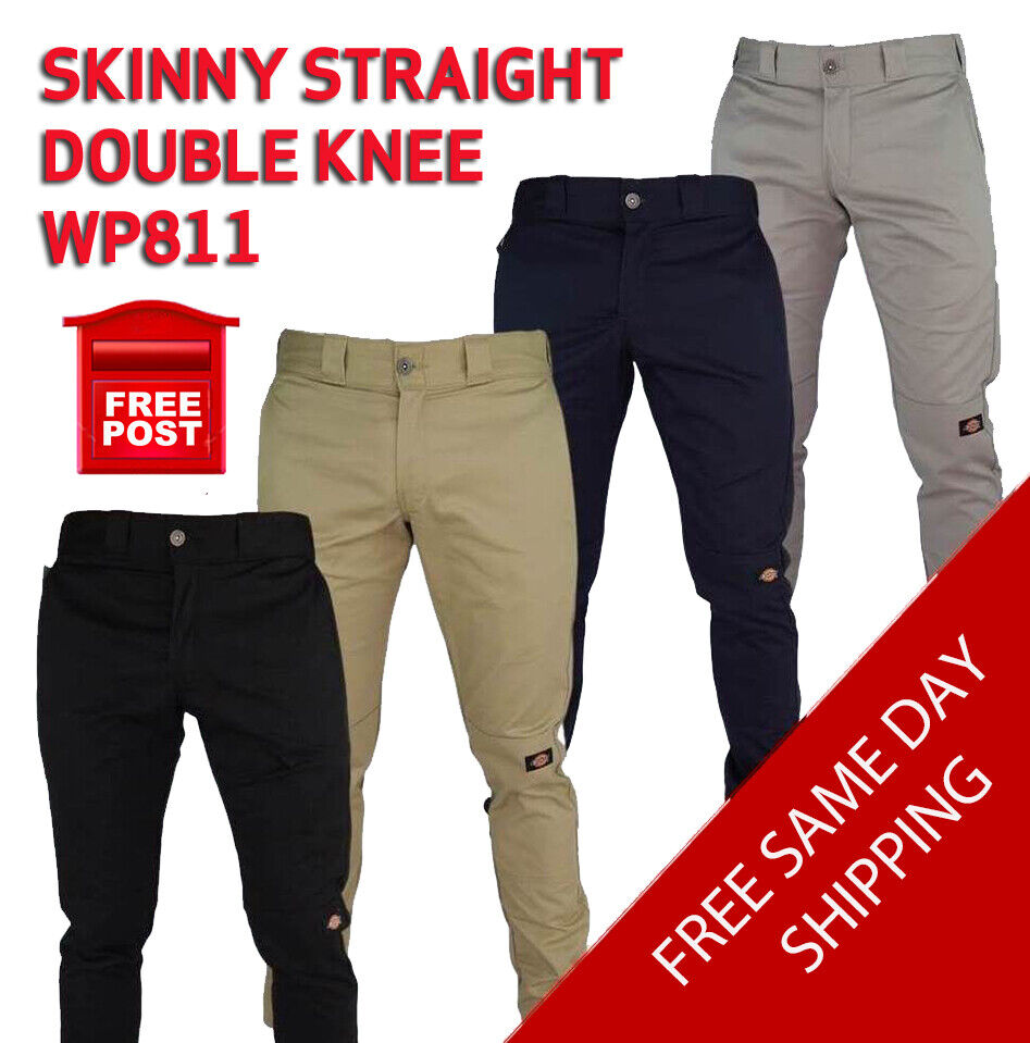 Dickies WP811 Skinny Straight Double Knee 30 32 34 36 38 Black Navy Silver USA