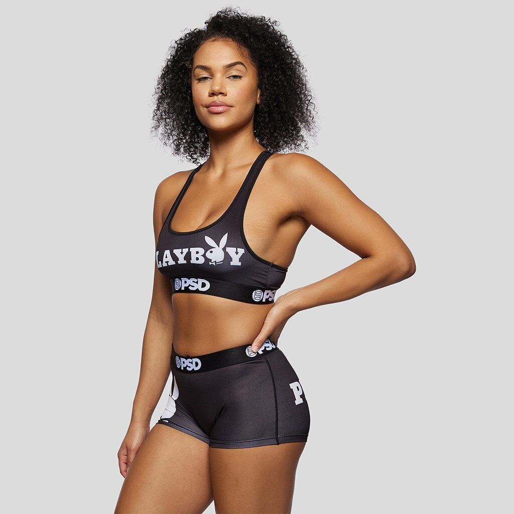 PSD Womens "PLAYBOY LOGO" sports bra & boy short Poly/Spandex active