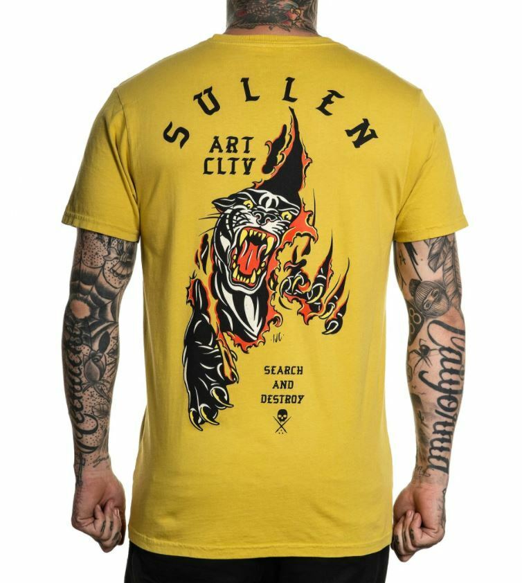 Sullen Clothing "Destroy" PremiumMens tee Art Collective tattoo Yellow