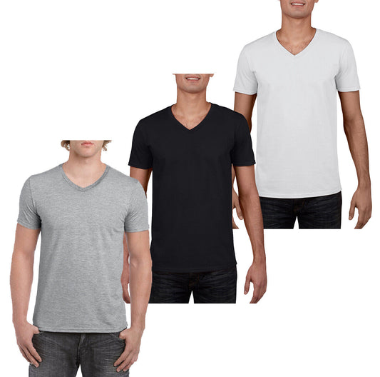 Mens 3 Pack V Neck T-shirts Black White Grey Marle Navy S M L XL 2XL Tees Cheap