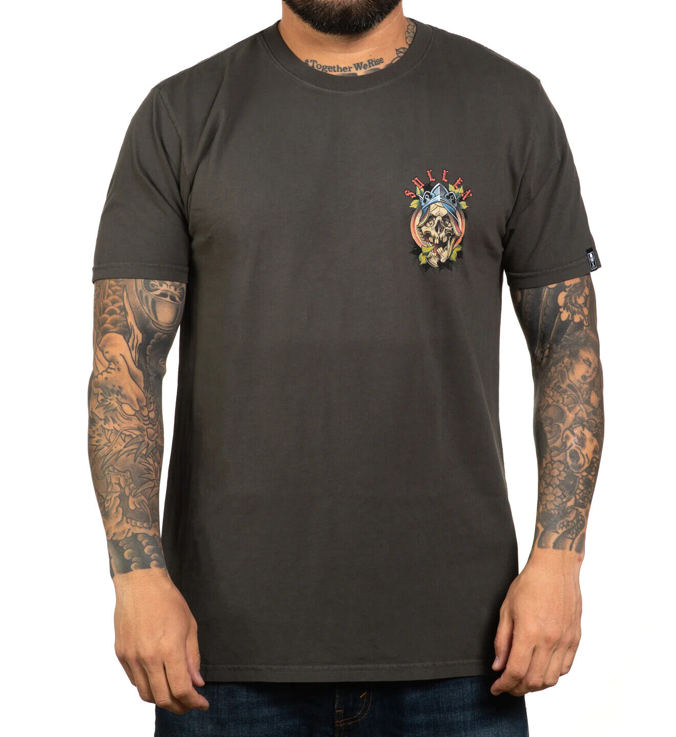 Sullen Clothing "KINGS FALL PREMIUM" Mens tee Art Collective tattoo Grey