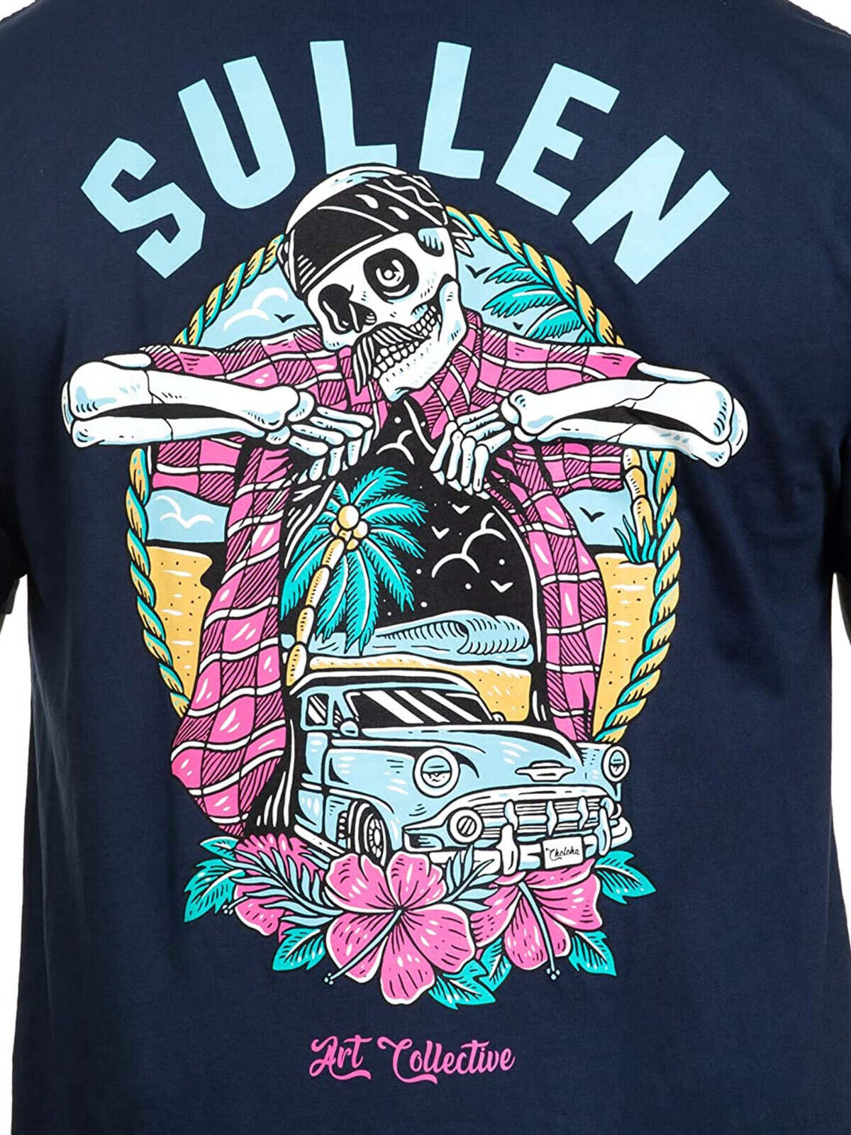 Sullen Clothing "ISLAND LIFE" Mens Premium tee Art Collective tattoo Navy Blue
