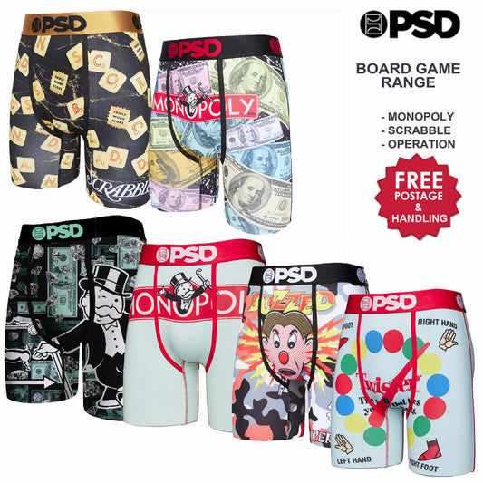 PSD Underwear BOARD GAME boxer briefs MONOPOLY SCRRABBLE TWISTER OPERATION