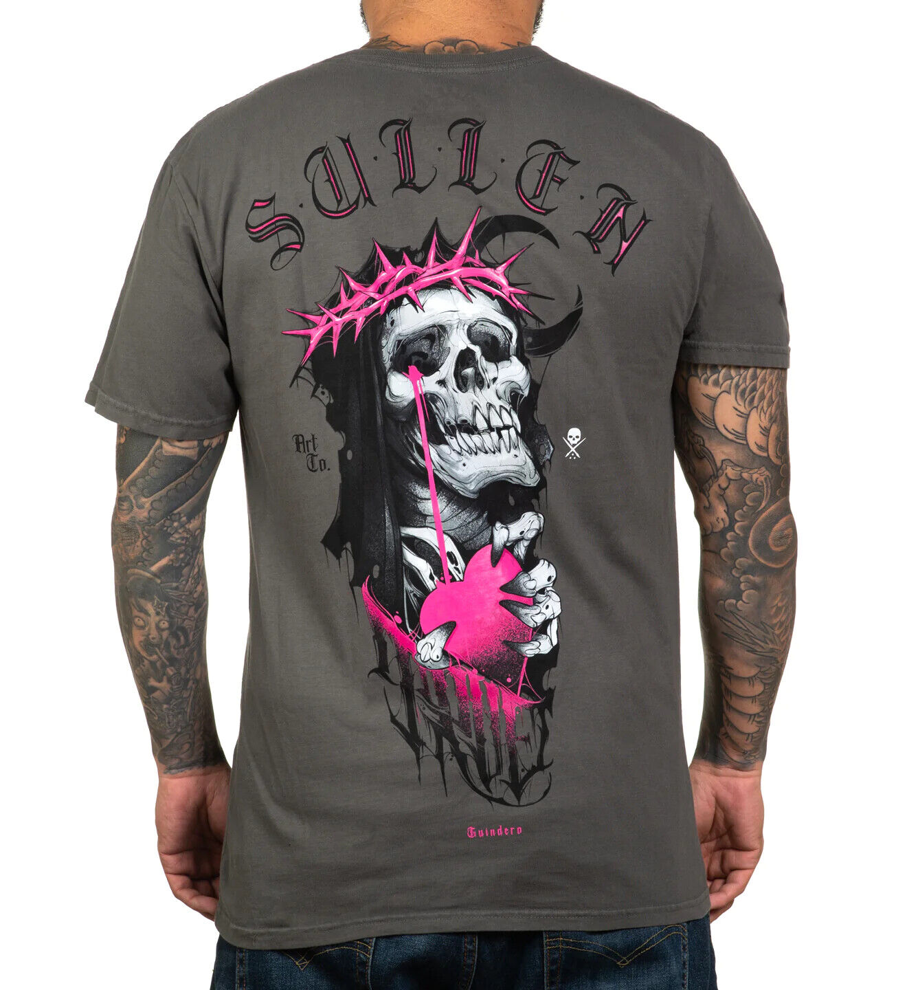 Sullen Clothing "Guindero Premium" Mens tee Art Collective tattoo Charcoal Grey