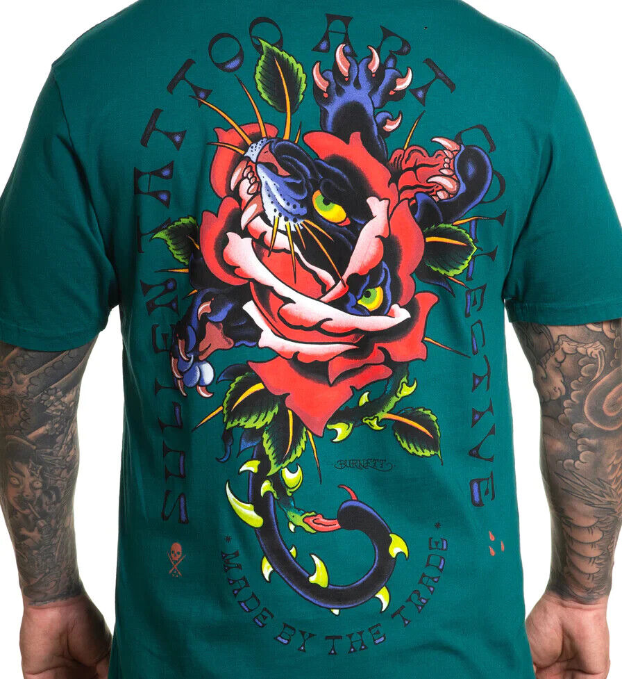 Sullen Clothing "PANTHER ROSE" Mens tee Art Collective tattoo Blue