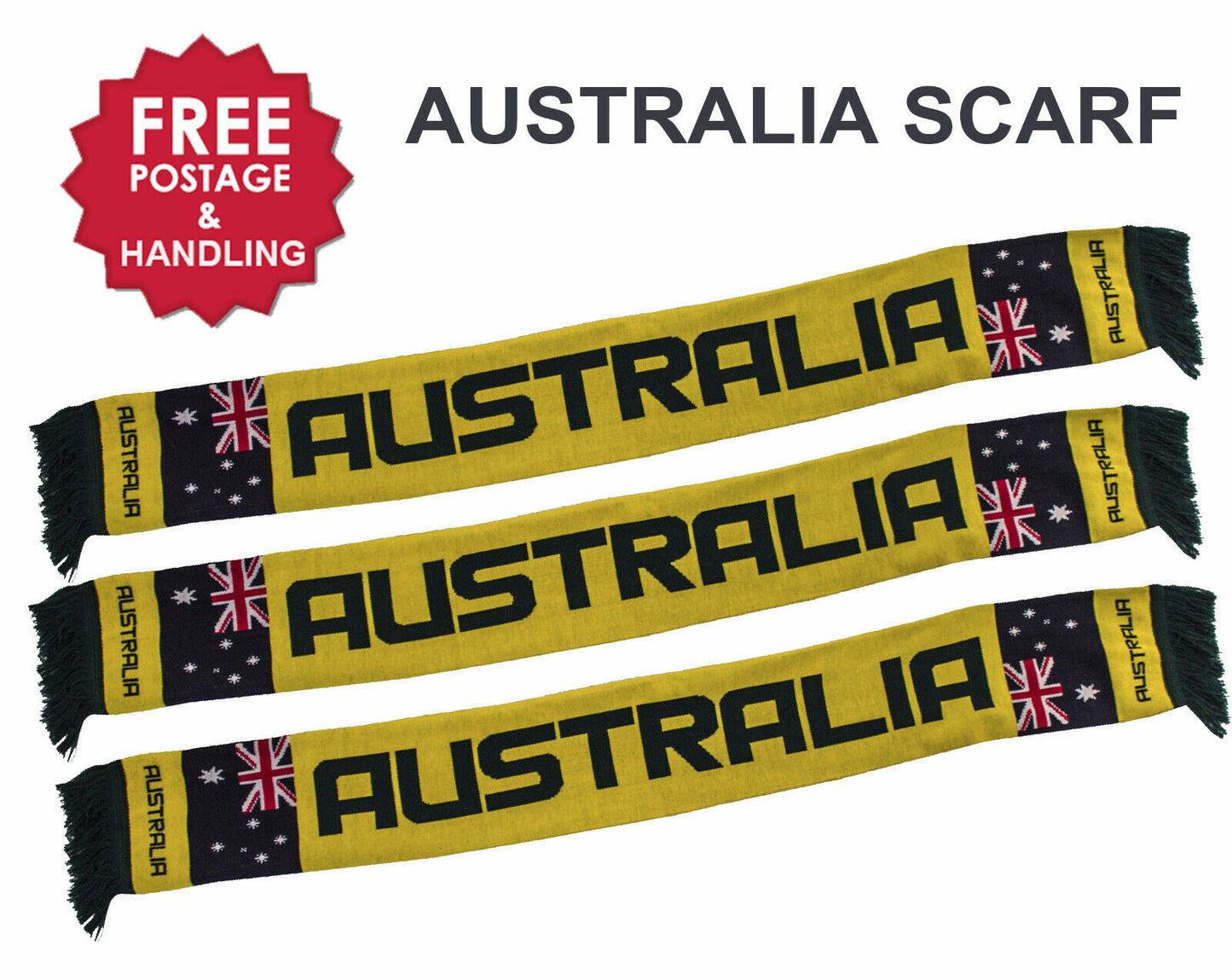 AUSTRALIA Scarfe knitted AUSSIE Green & Gold OLYMPIC SPIRIT