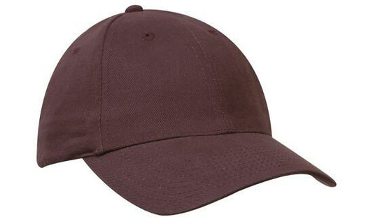 Brushed heavy cotton Cap Structured 6 Panel curved peak Touch Strap Maroon