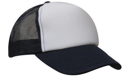 Trucker Cap 5 panel mesh NAVY/WHITE curved peak