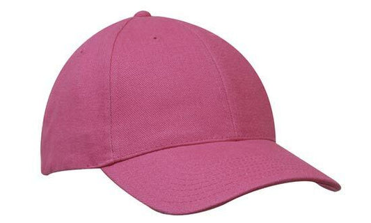 Brushed heavy cotton Cap Structured 6 Panel curved peak Touch Strap Hot Pink