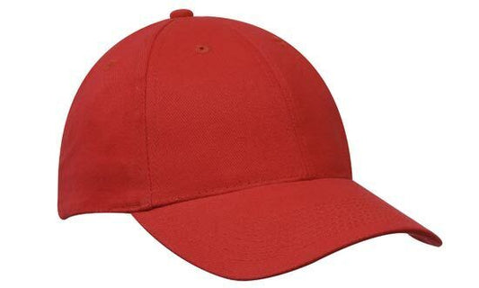 Brushed heavy cotton Cap Structured 6 Panel curved peak Touch Strap Red