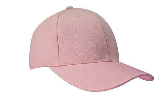 Brushed heavy cotton Cap Structured 6 Panel curved peak Touch Strap Light Pink