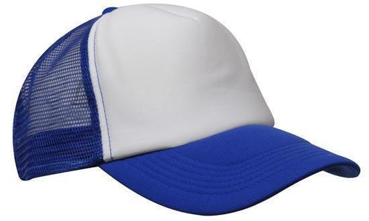Trucker Cap 5 panel mesh ROYAL/WHITE curved peak