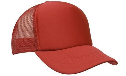 Trucker Cap 5 panel mesh RED curved peak